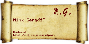 Mink Gergő névjegykártya